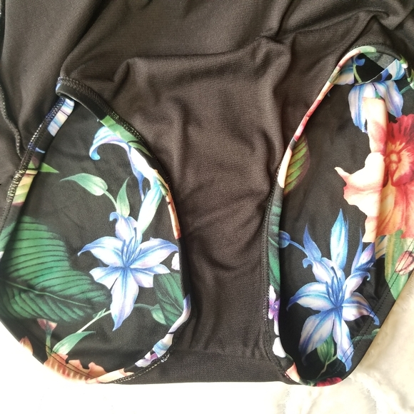Aqua Green Tropical Floral One Piece Swimsuit - Picture 12 of 15